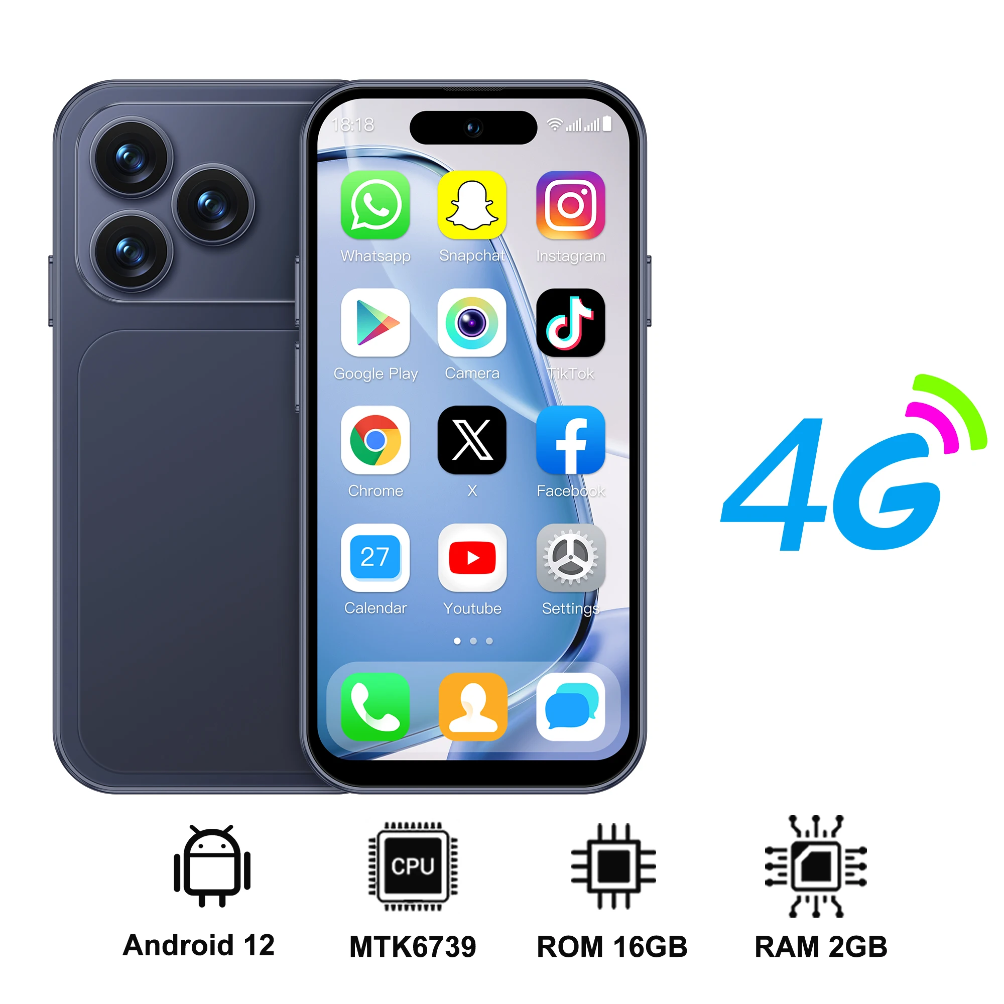 2026 NIEUWE SERVO 4G Mini Smartphone 4.0" Scherm Android 12 OS 2GB RAM 16GB ROM Play Store WiFi Kleine Smartphones Dual SIM Standby