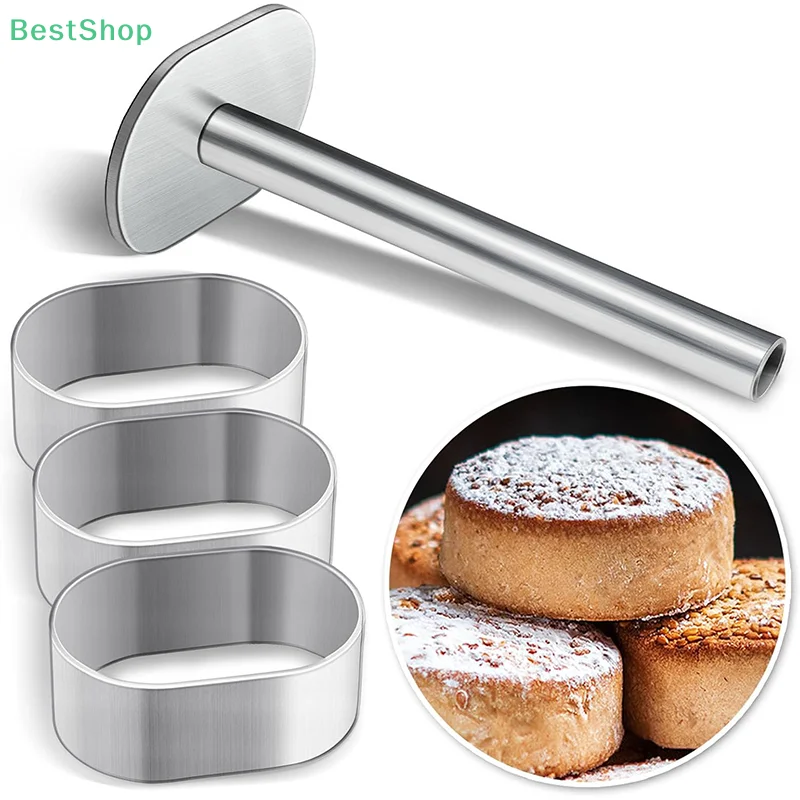 ♥♥♥Stainless Steel Cake Mousse Pastry Ring Mold With Pusher,DIY Cooking Rings Baking Tools
