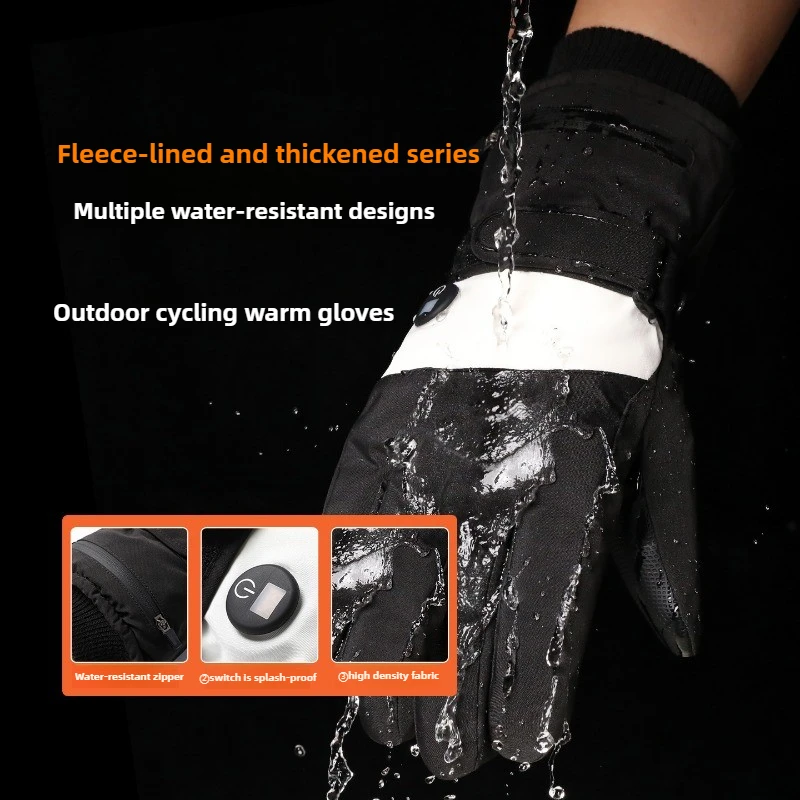 2025 قفازات التزلج الذكية ساخنة USB إعادة شحن 3-ألياف الكربون الحرارة مقاوم للماء شاشة تعمل باللمس LED درجة الحرارة الرقمية الشتاء على الجليد الدراجات #4