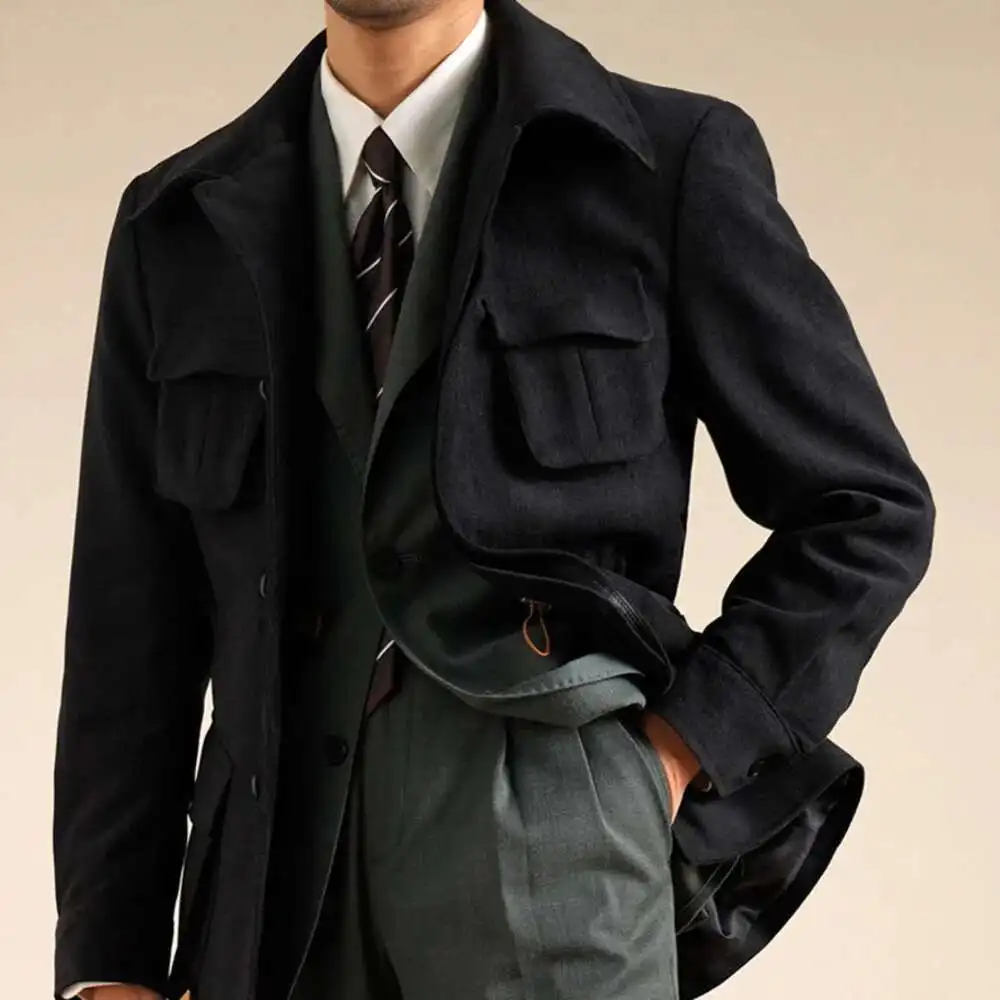 Luxury Italian Fashion Lapel Top Male Trench Coat Jacket Men Casual Office Jacket Men\'s Business Versatile Senior Mantel Wolle