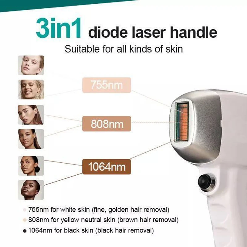 3000W Diode Laser Hair Removal Machine SHR HR Stack Triple Mode Dynamic Delilation Device Freezing Point Painless Treatment