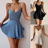 2025 Slim Suspender Strap Sexy Jumpsuits Y2k Ruffles Rompers Summer Casual Threaded Slip Playsuits Female Elegant Skirt Pants - Image 5
