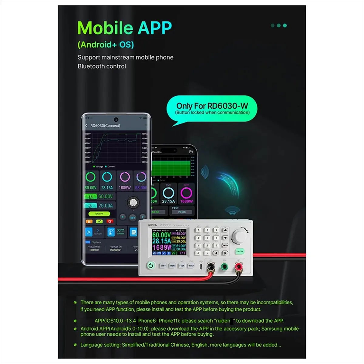

(ABGQ) RD6030W 60В 30А Регулируемый понижающий преобразователь напряжения постоянного тока, лабораторный источник питания, зарядное устройство для аккумуляторов и блок питания 1500Вт