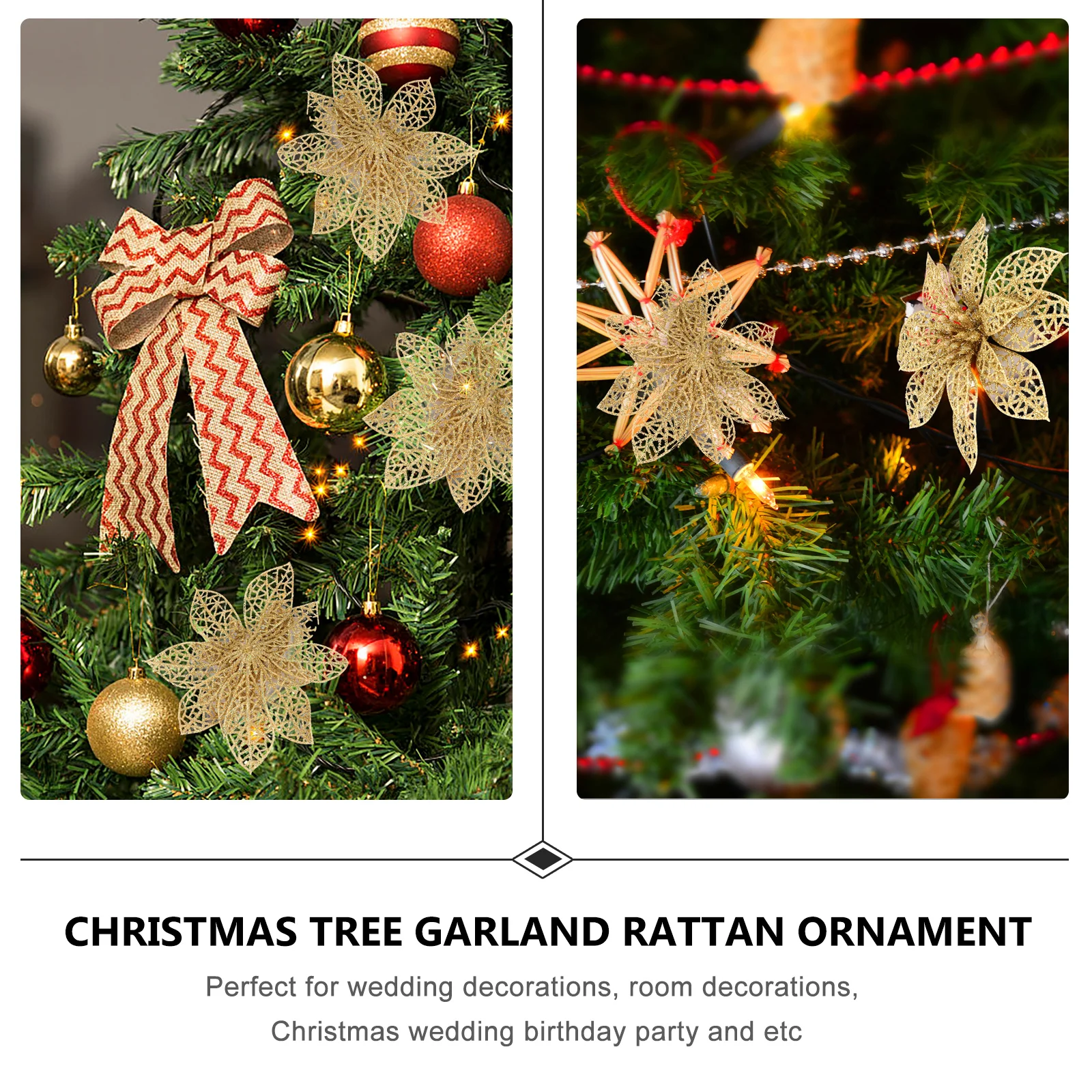 

24Pcs Artificial Christmas Garland Flowers Lightweight Simulated Plastic Floral Adornments Perfect for Home Wedding Birthday