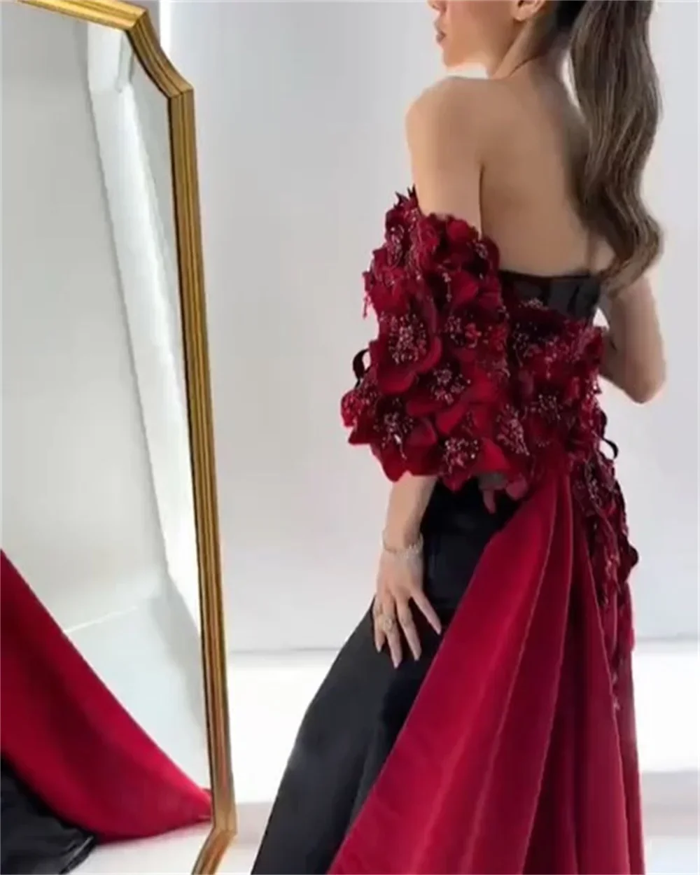 Customized Saudi Arabia Prom Dress Formal Strapless Mermaid Ankle Length Open Back Bespoke Occasion Dresses Evening Gown