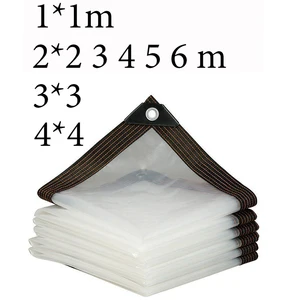 القماش المشمع الشفاف 1x1 2 * 3 4 5 6 3x3 4 * 4m قماش شفاف مقاوم للماء PE غطاء مقاوم للمطر للنباتات فناء شرفة حديقة الأشعة فوق البنفسجية أفضل 8 مظلة شرفة شفافة مبيعا - رقم 6