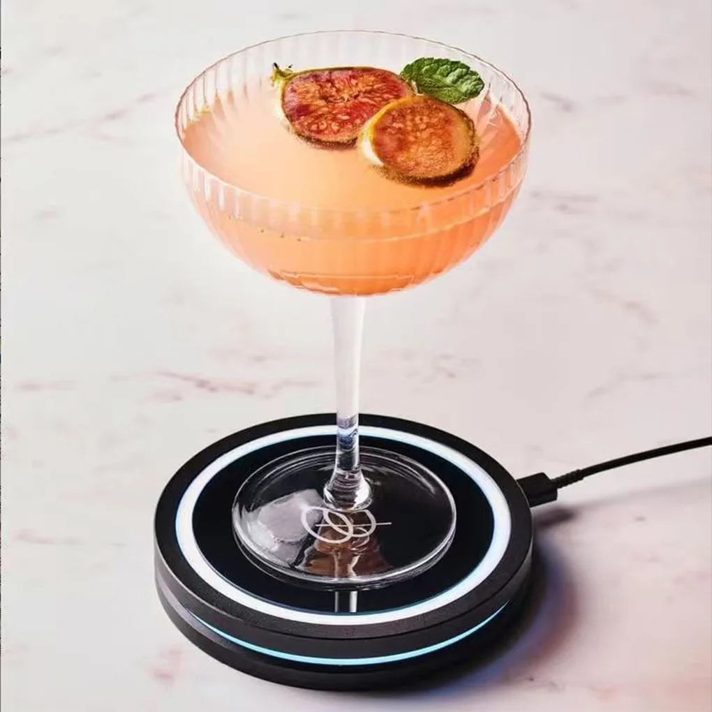 Black Intelligent Smart Coaster Cocktails Mixer And Compact Cocktail Maker Machine With Easy To Store Compact