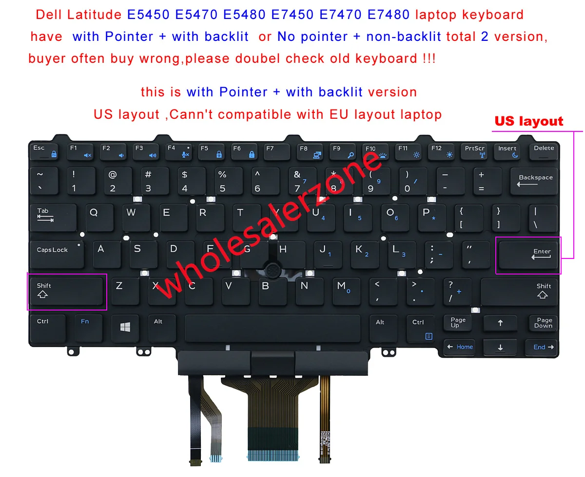 US Backlit keyboard for Dell Latitude E5450 E5470 E5480 E5490 E7450 E7470 E7480 E7490 5450 5470 5480 5490 7450 7470 7480 7490