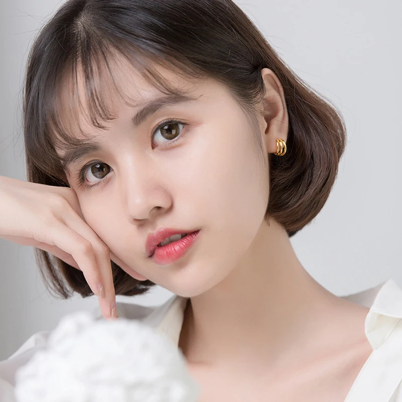 MODIAN 2021 Authentic 925 Sterling Silver Romantic Fashion Line Charm Hoop Earrings For Women Female Jewelry Bijoux Brincos