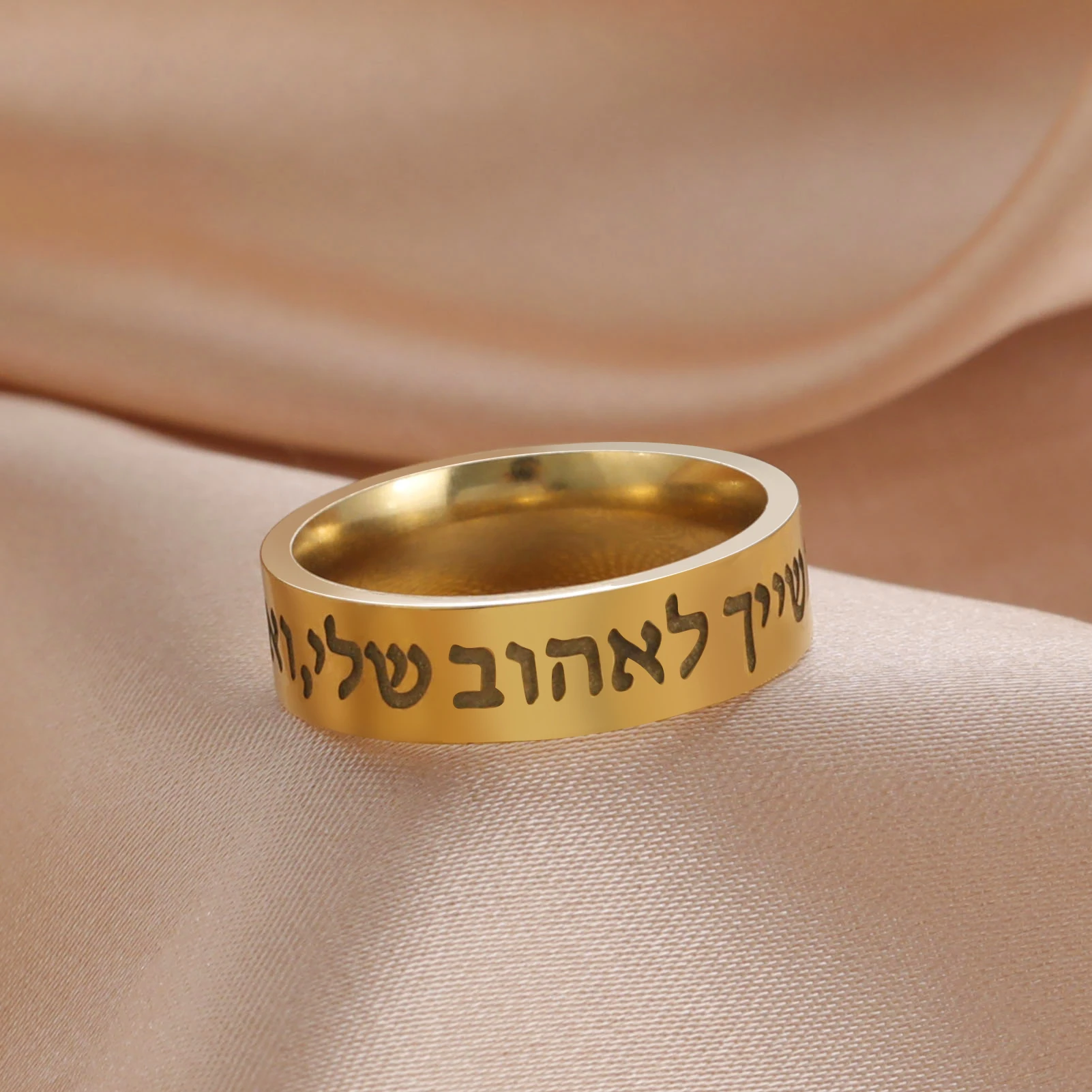 Jewish Shema Ring for Women Stainless Steel Blessing Rings Hebrew Letter Religious Amulet Party Birthday Jewelry Gift Wholesale