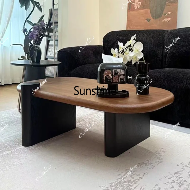 

Small apartment Italian style, solid wood modern simple living room home light luxury, high sense, coffee table