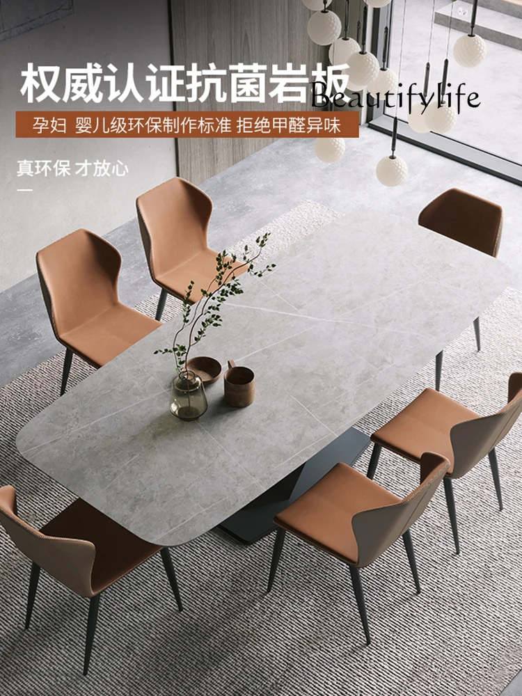 Italian Dining Tables and Chairs Set Cross Feet Modern Simple Matte Fashion Small Apartment