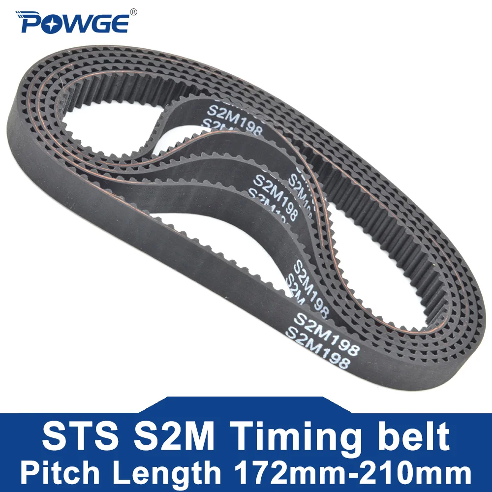 

POWGE STS S2M Timing belt Lp=172 174 176 178 180 182 184 186 188 190 192 194 196 198 200 202 204 206 208 210 width 4-20mm Rubber