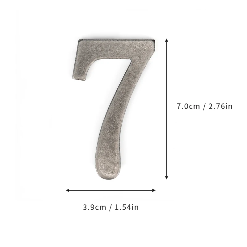 Silberne Metalltürnummer mit Magneten, 7 x 4 cm, Hausnummer, Wohnungstürnummer für Outdoor, Hotel, Zuhause, Briefkastenetikett – Detail 14