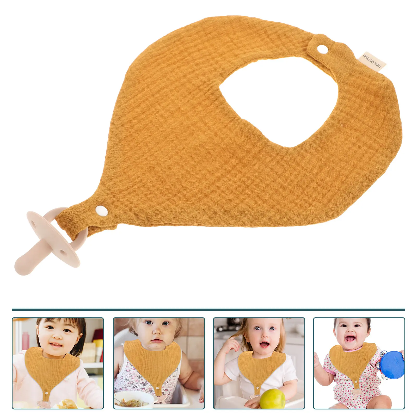 

Cotton Baby Bib Adjustable Soft Breathable Infant Drooling Teething Bib Lightweight Comfortable Baby Feeding Supplies Snap