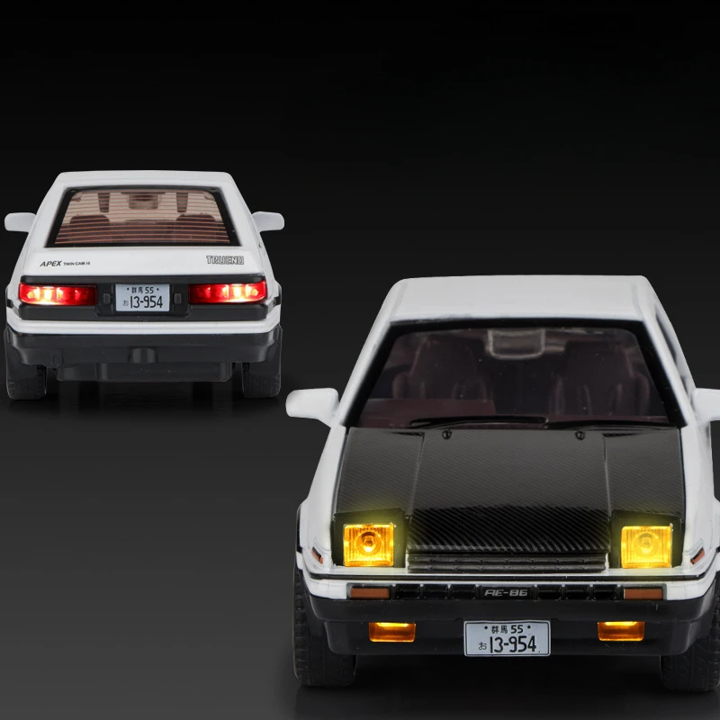 1:30 Initial D Toyota AE86 Alloy Car Model Sound and Light Pullback Collective Voiture Miniature Kids Car Toy Boys Birthday Gift