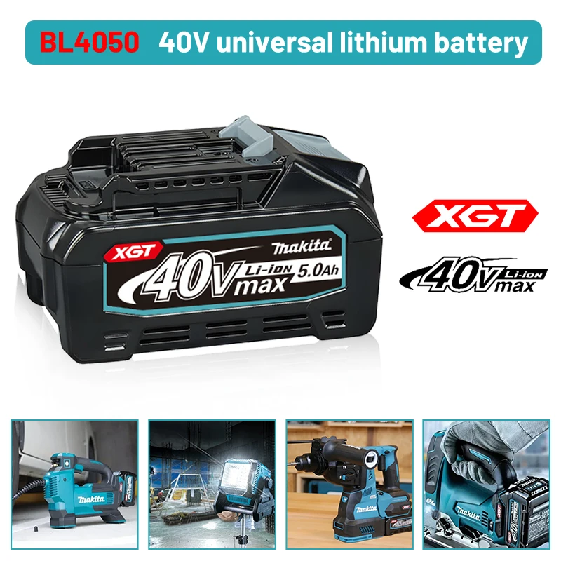 Makita 40V batterij, 5.0Ah oplaadbare lithiumbatterij, Makita, BL4040, BL4025, BL4050, 40V DC40RA oplader Max XGT gereedschapsbatterij