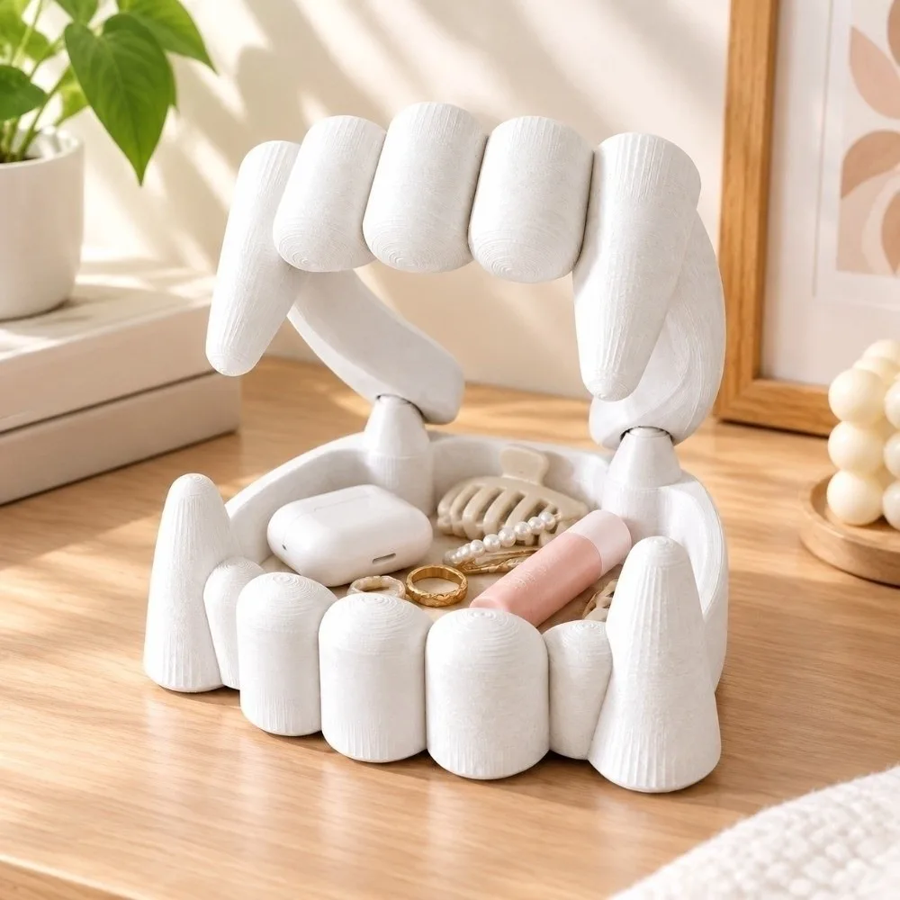 3D Printing Halloween Bowl Table Ornaments Jewelry Holder Festival Storage Bowl Funny Spooky Ghost Teeth Candy Bowl Party