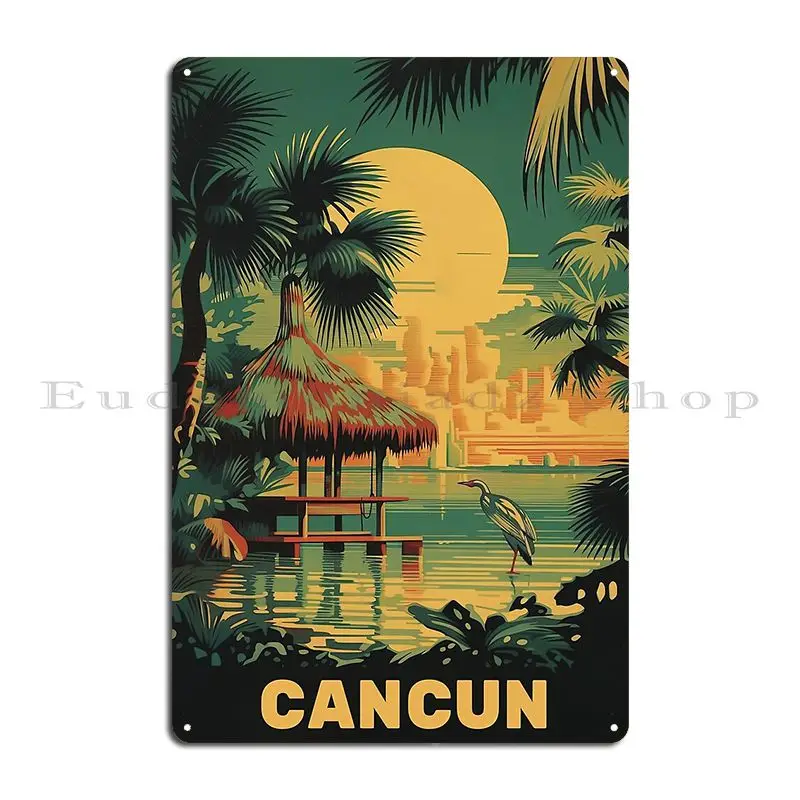 Cancun Mexico Travel Poster Metal Plaque Club Printing Decoration Create Custom Tin Sign Poster