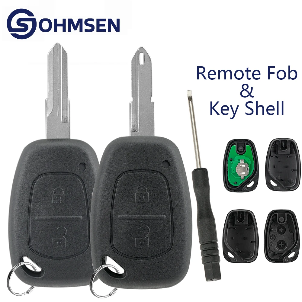 

OHMSEN для Renault: Корпус выкидного ключа-брелока 2B 433 МГц ASK с чипом PCF7946 для Trafic, Master, Kangoo, Movano, Opel Vivaro, Vauxhall 2003–2012 гг.