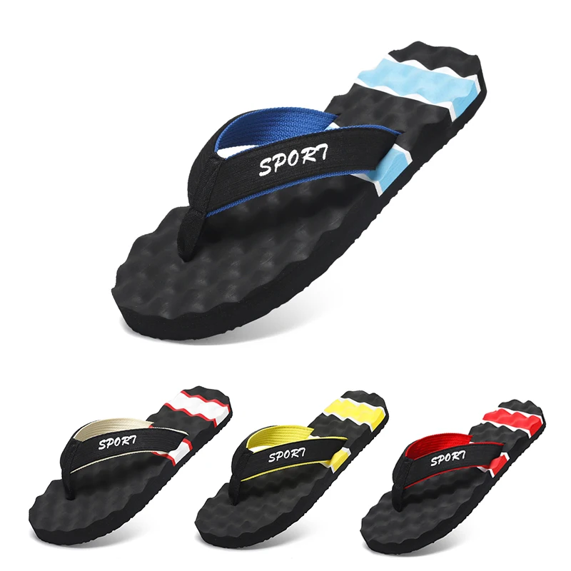 Summer Men's Slippers Fashionable patchwork color Flip Flops Light Breathable Beach Shoes Massage Sole Comfortable Sandals