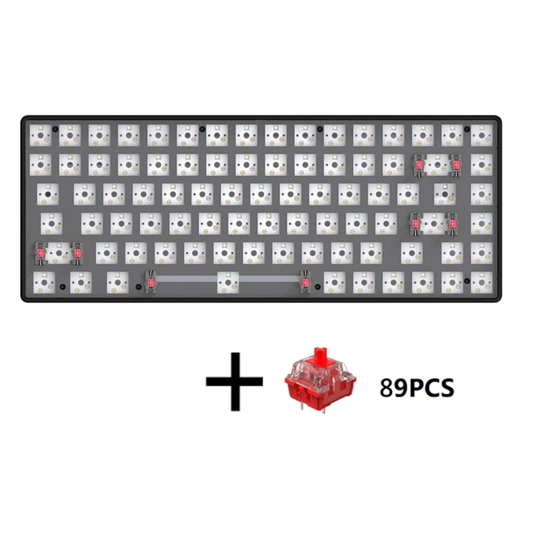 84 Key Hot-Swappable Mechanical Keyboard 3 Mode Bluetooth 2.4G Wireless Customized Mechanical Keyboard+Red Switch Kit