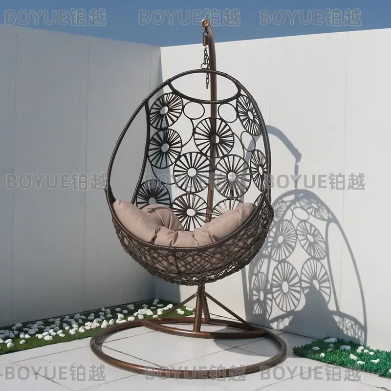 Modern Rattan Hanging Hammock Chair Outdoor Balcony Swing Seat Simple Yard Suspended Pod for Relaxation Garden Patio