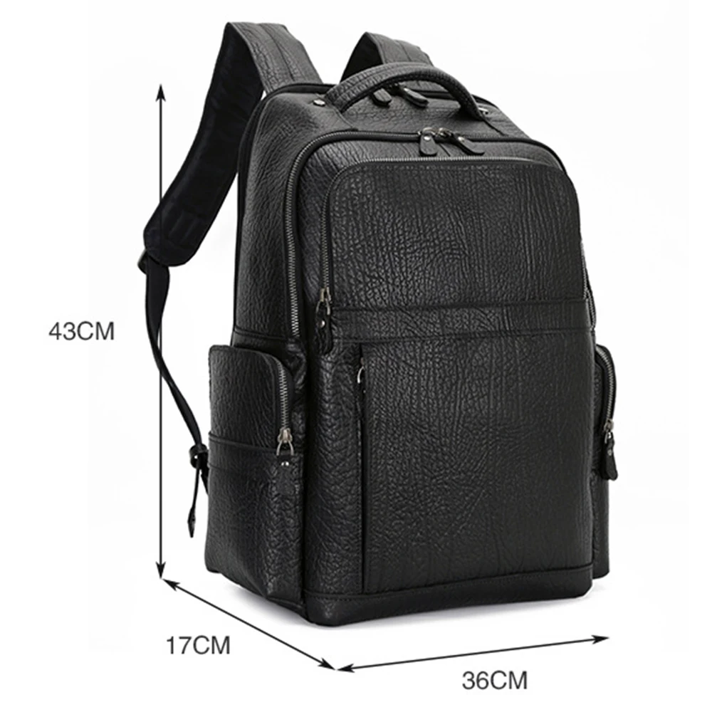 Men\'s Genuine Leather Business Backpack 15.6-inch Laptop Backpack Waterproof Travel Backpack Student Backpack Top layer cowhide