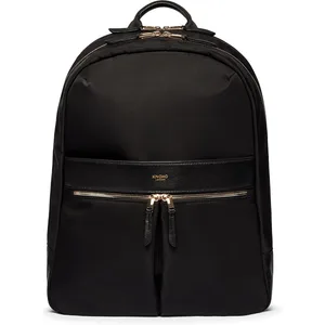 KNOMO Beaufort 15.6" Laptop Backpack Work Bag Purse for Women Large Travel Rucksack with Golden Zip Black