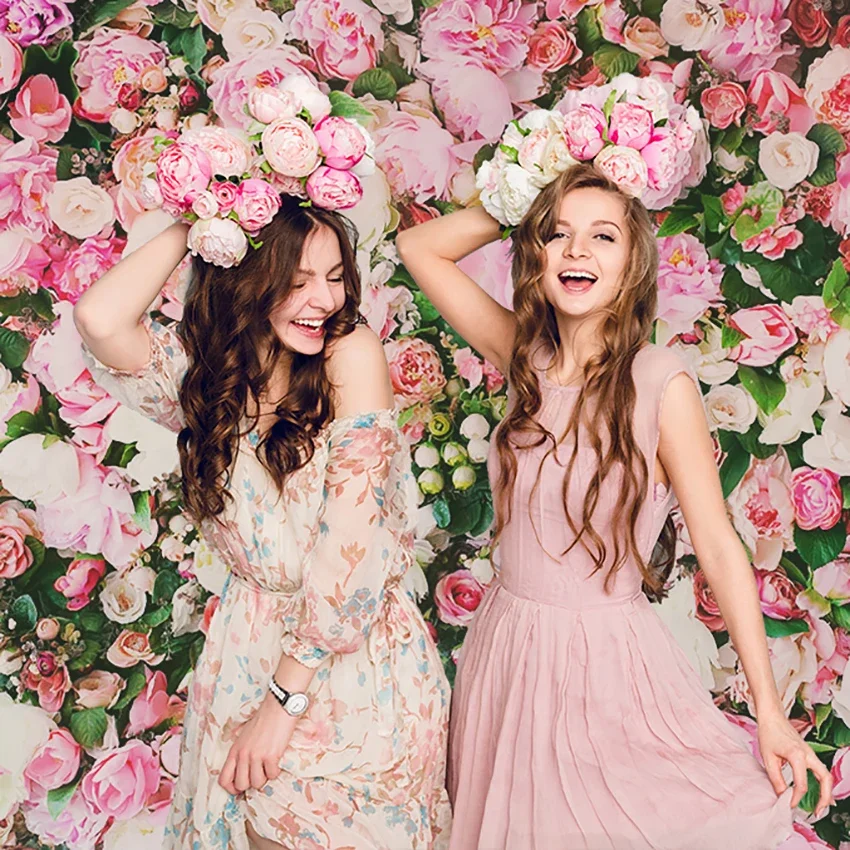 Фоны для фотосъемки с цветами на стене, розовая, белая, роза, цветочный весенний фон для фотосъемки, детский душ, свадебная студия, фотофоны