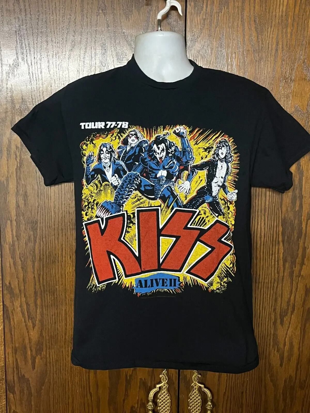 Kiss Alive Ii Tour 77 78 Band Music T Shirt Used Black Medium Official Licensed