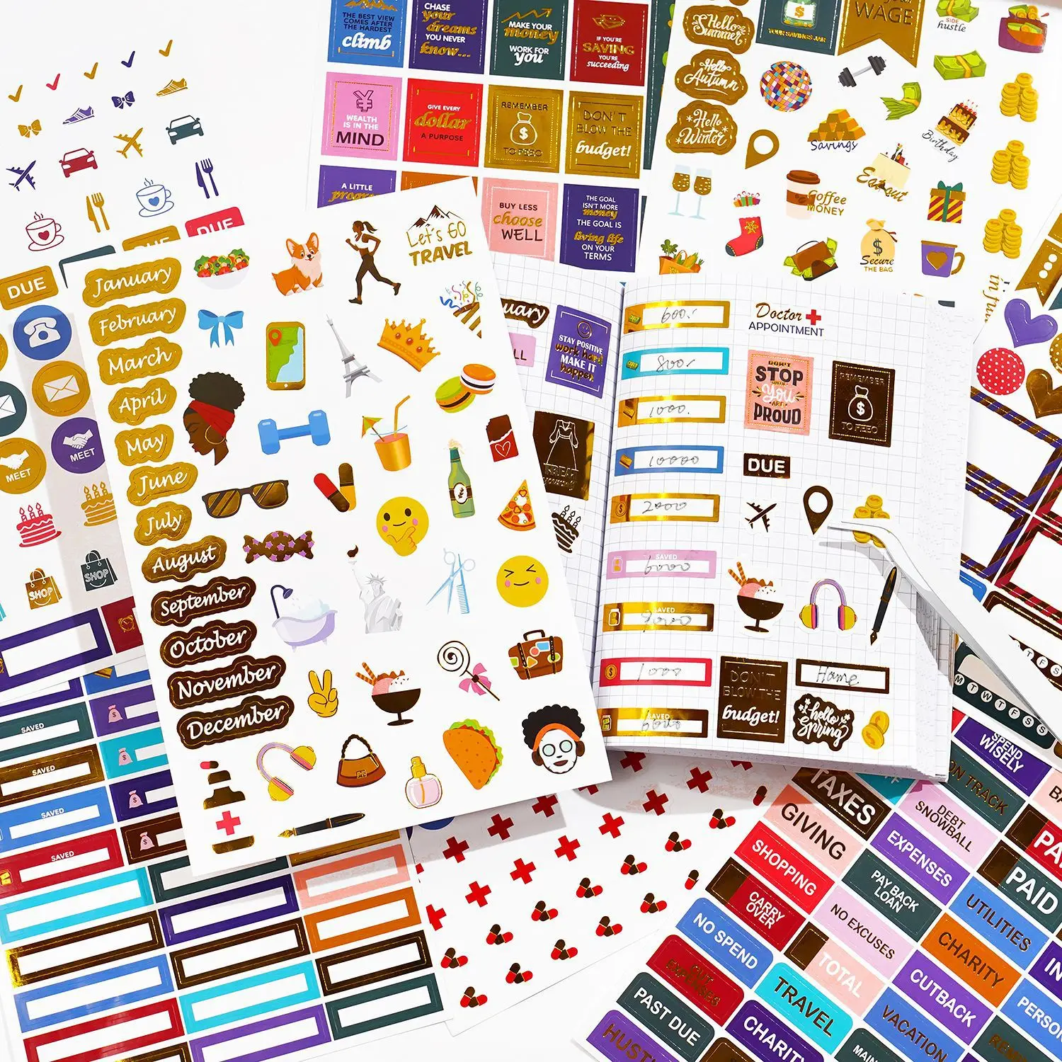 422Pcs Stiker Planner Foil Ema - Planner Weekly Budget ulasan dan harga