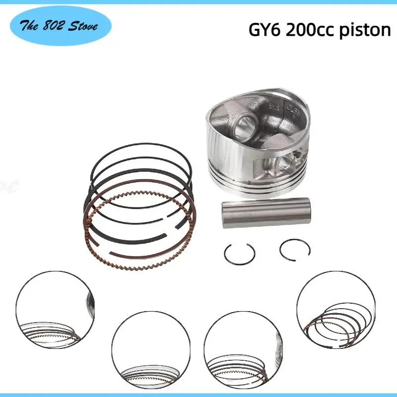 

157QMJ 1P57QMJ 1P52QMI GY6-200 62.5mm Piston & Ring Set for 4-Stroke Air-Cooled Scooter Moped ATV QUAD – Fits GY6 125 GY6 150