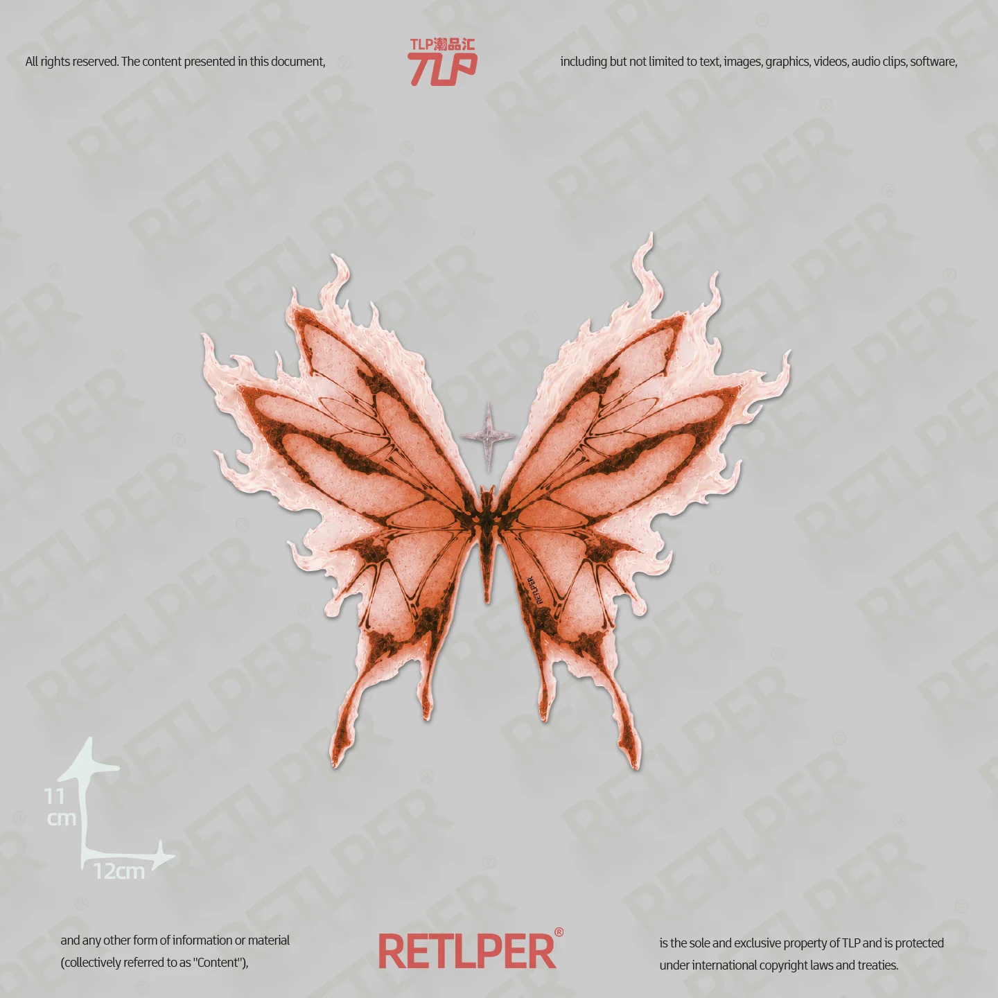 Retlper uitgeholde autosticker originele "Angry Six-Winged Butterfly" niet-3D platte waterdichte sticker voor auto's en motorfietsen