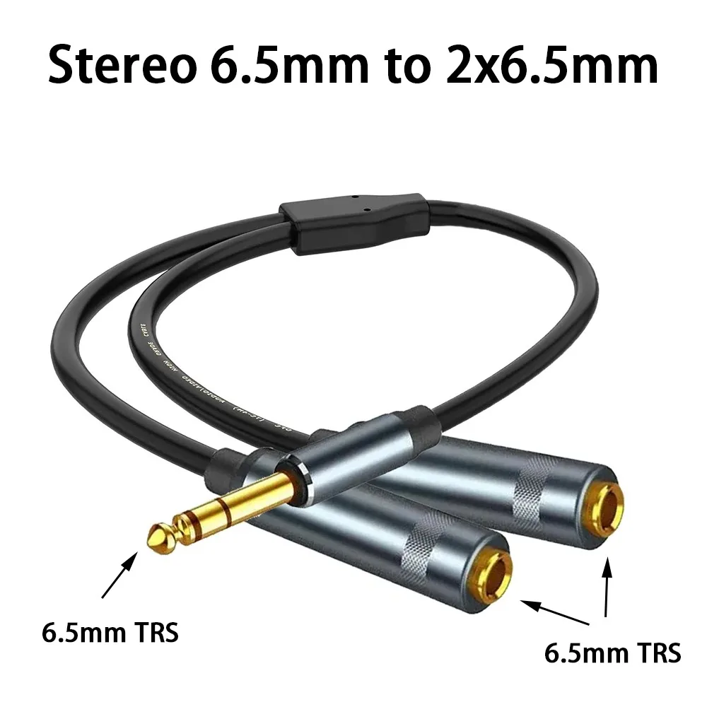 0.3M 1/4 TRS Male To Dual 6.35mm Female Audio Splitter Cable 6.5mm 1 To 2 Stereo Audio Extension Cord For Amplifier Mixer