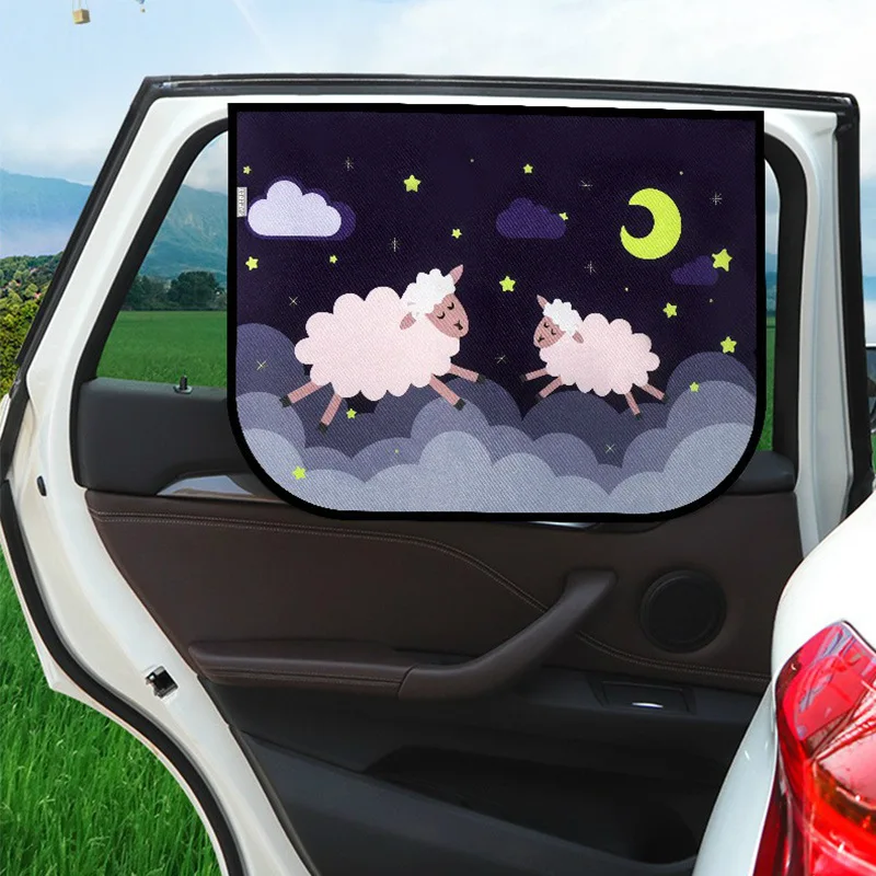 Car Curtain Auto blinds Cartoon Magnetic Car Cover Sunshade Curtain Window Sun Visor Protector for Baby Children Universal Cute