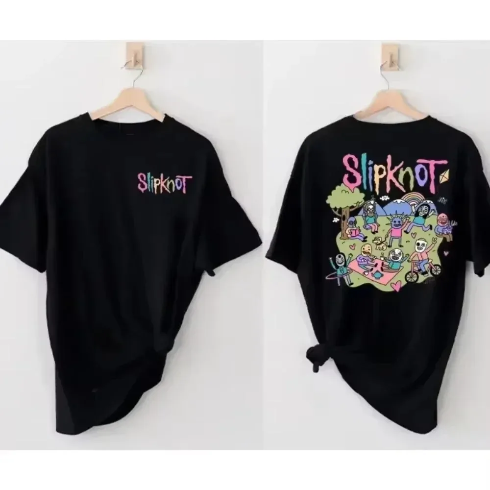 صيف جديد خمر Slipknots إعداد لجولة الجحيم قميص أسود المعادن الثقيلة روك باند المرأة الهيب هوب الجمالية بلايز