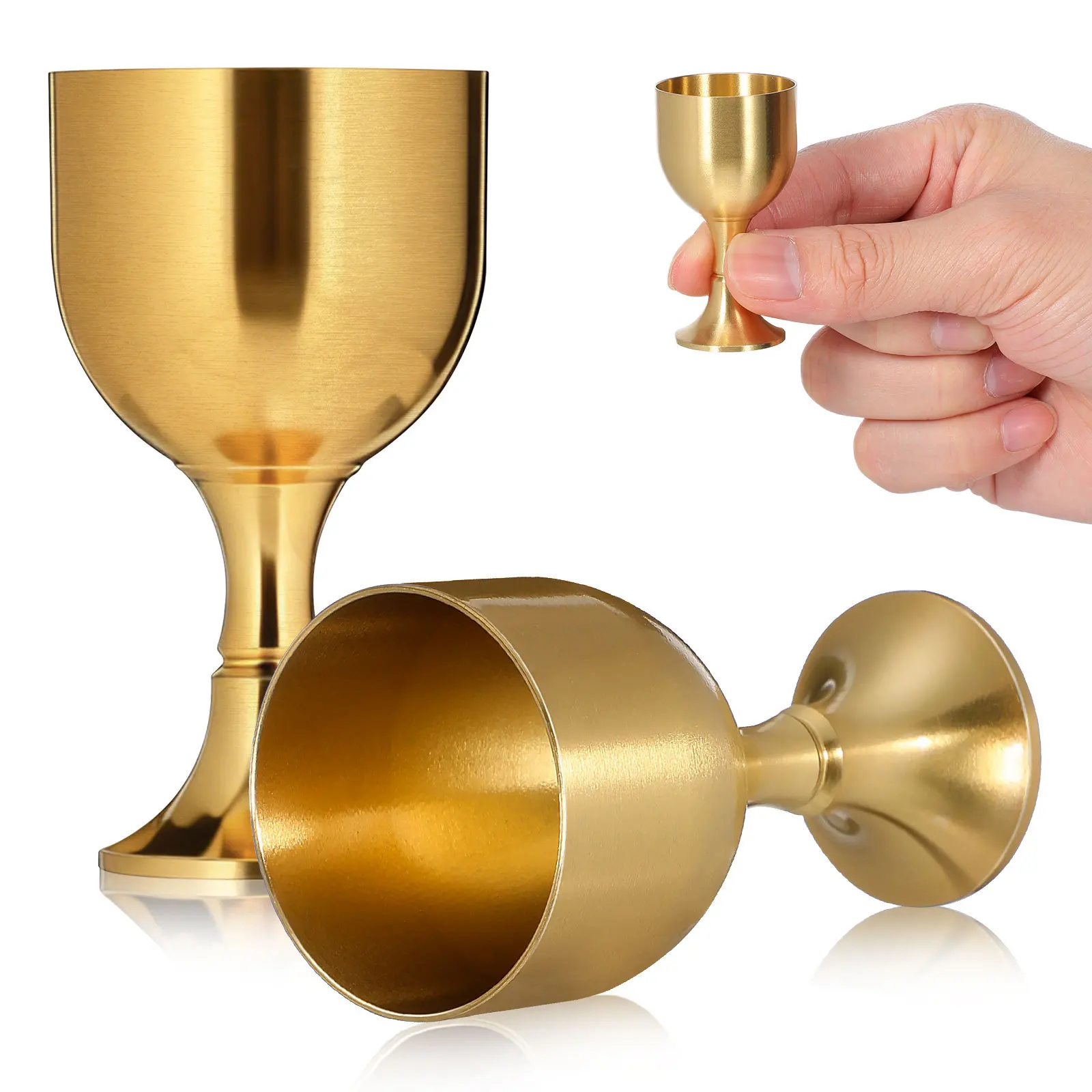 

2Pcs Copper Alloy Buddhism Offering Cups Yellow Bowls for Temple Rituals Use Buddhism Cup Multi-Function Cup