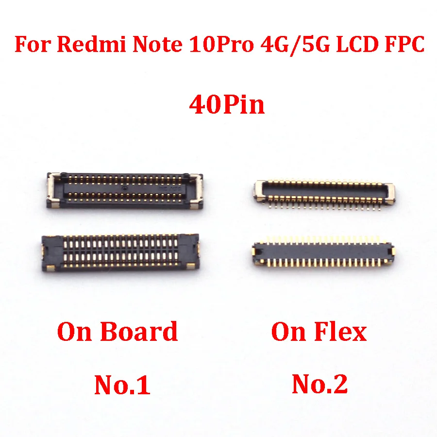 2pcs 40 50 60 Pin LCD Display Screen FPC Connector On Board For Xiaomi Redmi Note 10 Pro 4G/ Note10 Pro 5G Usb Charging Charger