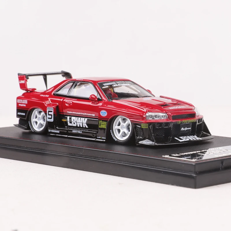 Street Weapon SW 1:64 LBWK R34 Alloy Car Model Collection Super Silhouette Hood Can Open Miniature Carros Toys