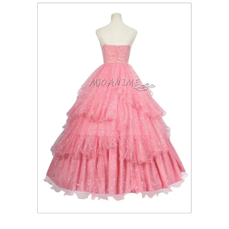 متوفر في المخزون أزياء غليندا الشريرة التأثيرية للنساء البالغات فستان وردي لعب الأدوار فساتين نسائية بدلة كرنفال الهالوين