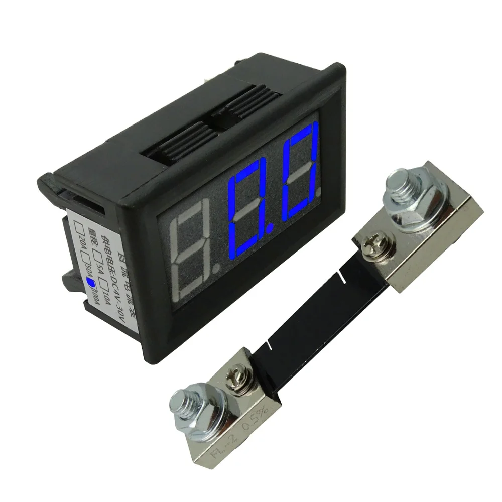 AMP Led عرض اللون 0.56 "مقياس التيار الكهربائي الرقمي تيار مستمر 0-100A 4 أسلاك 3 أرقام سيارة الحالية عداد لوحة مع 100A تحويلة #1