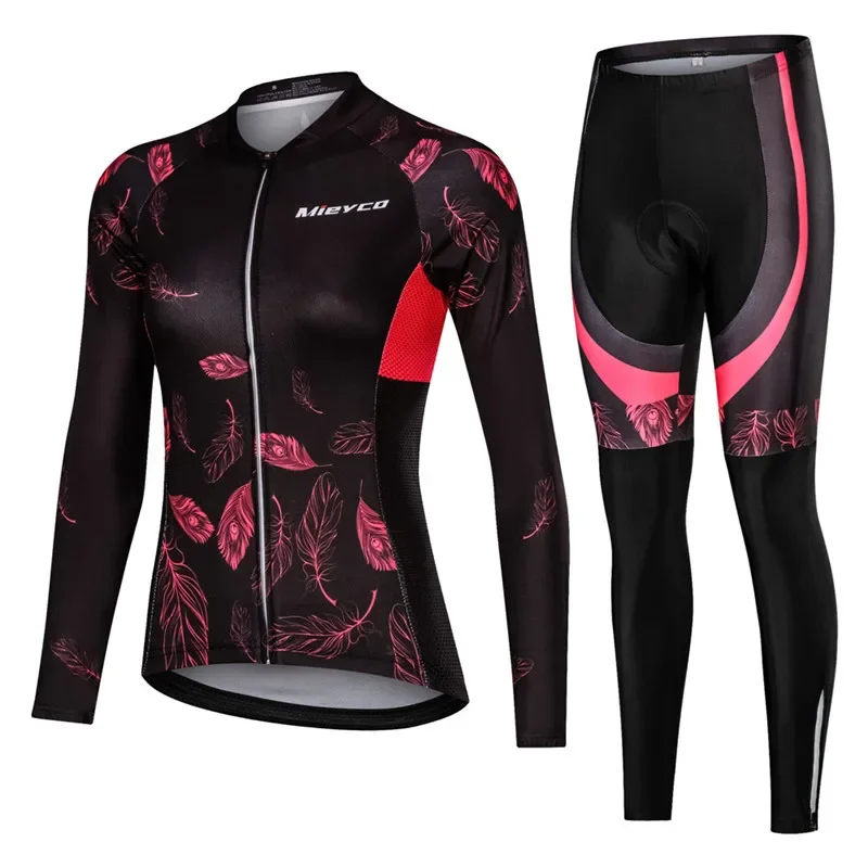 Women's Long Sleeve Cycling Jersey Set MTB Bike Clothing Suit