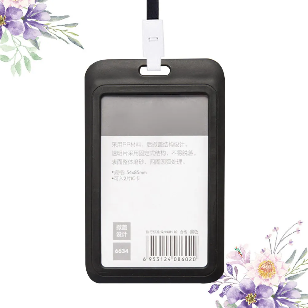 3Pcs Professional Id Cover Black Work Credentials Holder Employee Badge Protector Bus Card Wallet with Strap Work Cover