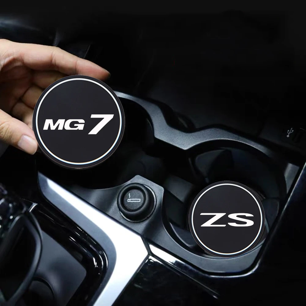 2Pcs Car Coaster Water Cup Bottle Holder Anti-slip Pad Mat Silica Gel Bottle Holder Pad For MG ZS GT HS MG3 MG6 MG7 Accessories