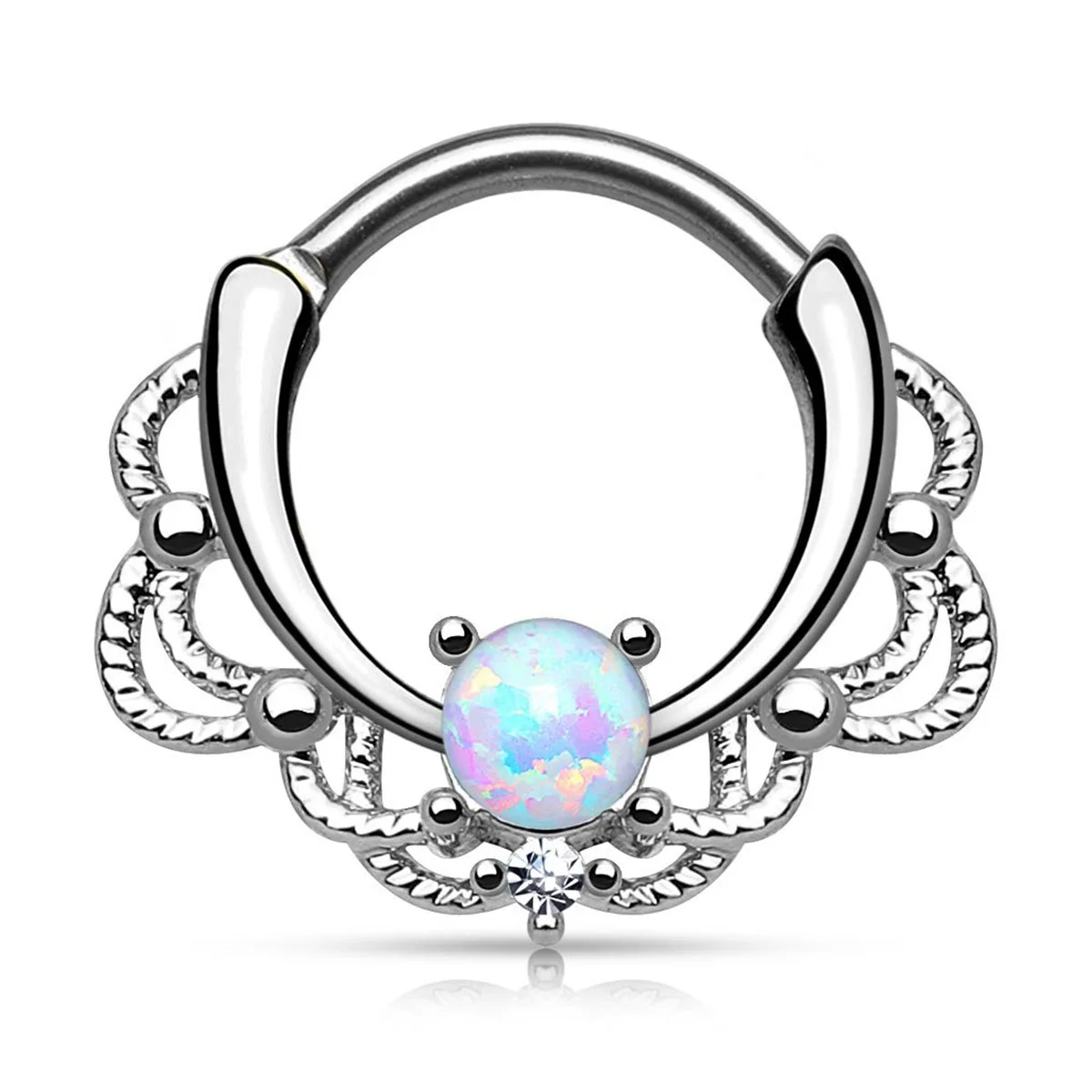 Women's piercing jewelry set with sparkling zircon Opal nose ring, 1 piece