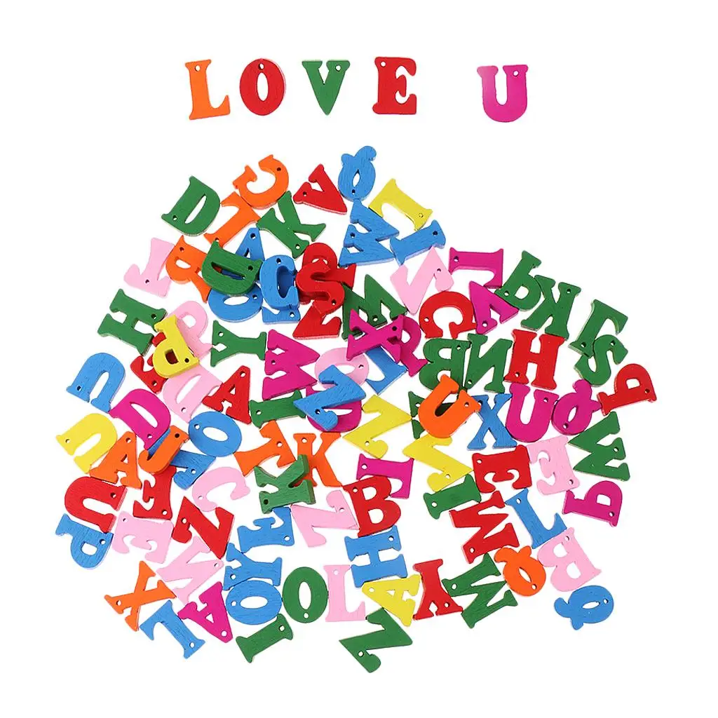 100pcs Mixed Letter Alphabet Wooden Scrapbooking Craft for DIY Decoration