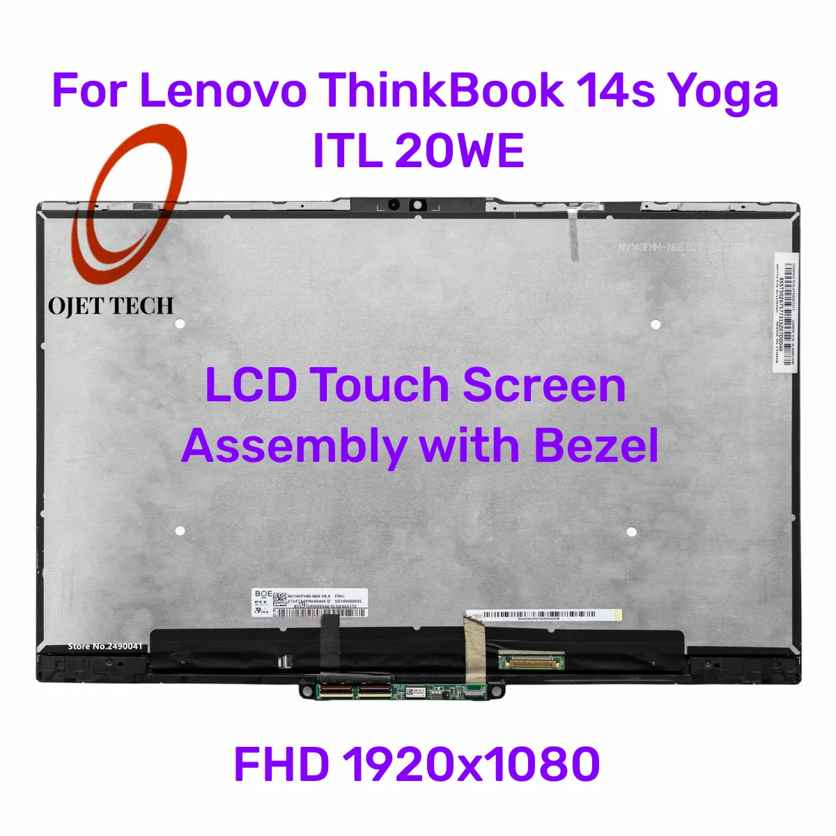 

14.0 LCD Touch Screen Digitizer Assembly For Lenovo ThinkBook 14s Yoga ITL 20WE 5D10S39683 Display Replacement FHD 1920x1080