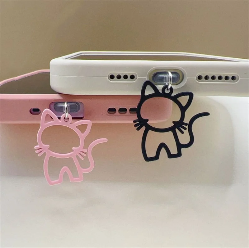 Korean Style Fashion Dust Plug Charm Cartoon Cat Charge Port Plug For iPhone Stopper Hollow Out Type C Dust Protection Cap