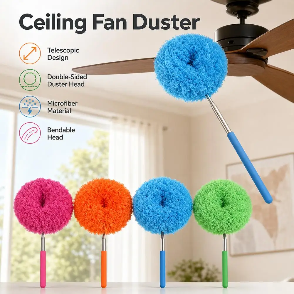 Microfiber Ceiling Fan Duster Reusable And Cleaner Brush For Effortless Cleaning Tool with telescoping pole